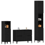 Bathroom Furniture Set with Drawer 3 pcs Black 30 x 30 x 180 cm 3333091