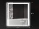 50 x 70 cm Anti-Fog LED Bathroom Mirror, with Bluetooth - Silver Tone T3398P328147