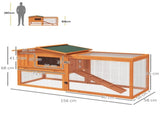 Rabbit Hutch with Run Wooden Guinea Pig Hutch Outdoor Bunny Cage Hide House with Sliding Tray, Hay T3398P350016