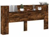 Storage Headboard with LED Smoked Oak Engineered Wood 3418675