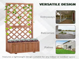72.5 x 31.5 x 149.5 cm 45L Garden Wooden Pine Trough Planter with Topped Trellis Climbing Plants T3398P323916