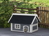 Outdoor Cat House, Wooden Feral Cat Shelter, with Openable Asphalt Roof, Three Doors - Grey T3398P349957