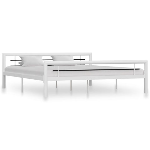 Bed Frame without Mattress White and Black Metal 180x200 cm Super King 284549