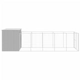 Dog House with Run Light Grey 214x661x181 cm Galvanised Steel 3189139
