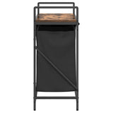 Laundry Basket 2 Compartments with Shelf Smoked Oak 859067