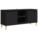 TV Cabinet with Solid Wood Legs Black 103.5x35x50 cm 805960