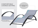 3 Pieces Lounge Chair Set Metal Frame Garden Outdoor Recliner Sunbathing Chair with Table, Light T3398P314692
