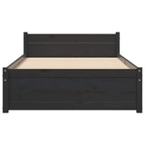 Bed Frame without Mattress Black Solid Wood 75x190 cm Small Single 815008
