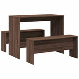 3 Piece Dining Table and Bench set Brown Oak Engineered Wood 855537