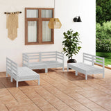 6 Piece Garden Lounge Set White Solid Pinewood 3082553