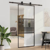 Glass Door Striped Black 90 x 2 x 205 cm Aluminium 42012461