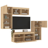5 Piece TV Wall Units with LED Sonoma Oak Engineered Wood 3216727