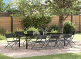 Garden Dining Set Folding 9 pcs Black Powder-Coated Steel 3379379
