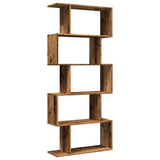 Room Divider Bookcase 5-Tier Old Wood 70x24x161 cm Engineered Wood 858100
