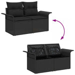Garden Sofa with Cushion Black 141 x 62 x 69cm Poly Rattan 42006711