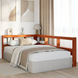 Bookcase Headboard L-Shaped Wax Brown 120 cm Solid Wood Pine 859270
