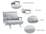2-In-1 Design Single Sofa Bed Sleeper, Foldable Armchair Bed Lounge Couch w/ Pillow, Light Grey T3398P344500