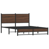 Metal Bed Frame without Mattress Brown Oak 150x200 cm King Size 4007942