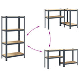 4-Layer Storage Shelves 2 pcs Anthracite Steel&Engineered Wood 4016937
