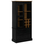 ZNTS Wine Cabinet HALDEN with Wine Racks and Sliding Door Black Pine 4018436