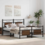 Bed Frame without Mattress Brown Oak 150x200 cm King Size Engineered Wood 4106861