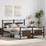 Bed Frame without Mattress Brown Oak 150x200 cm King Size Engineered Wood 4106861