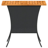 Garden Table with Acacia Wood Top Black 105x75x72 cm Poly Rattan 4104138