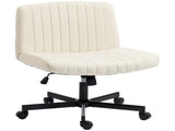Imitation Linen Criss Cross Legged Desk Chair, Armless Office Chair with Wheels T3398P550271