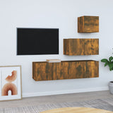 4 Piece TV Cabinet Set Smoked Oak Engineered Wood 3120317