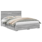 Bed Frame with Drawer Grey Sonoma 160 x 200 cm Engineered Wood 3411285