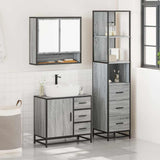 3 Piece Bathroom Furniture Set Grey Sonoma Engineered Wood 3301168