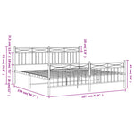ZNTS Metal Bed Frame without Mattress with Footboard White 183x213cm 373763