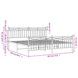 ZNTS Metal Bed Frame without Mattress with Footboard White 183x213cm 373763