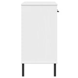 Console Cabinet with Metal Legs White Solid Wood Pine "OSLO 351005