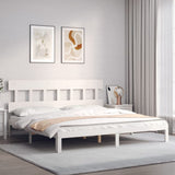 Bed Frame without Mattress White 200x200 cm Solid Wood Pine 3193617