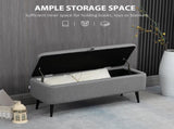 Storage Ottoman with Flip Top, Rectangular Upholstered Bench, Linen Feel Fabric Footstool with Steel T3398P328312