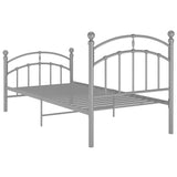 Bed Frame Grey Powder-coated Metal Single Durable Bed Frame 324972