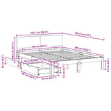 Bed Frame with Headboard 3 pcs Wax Brown Solid Pine Wood 3422716