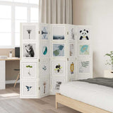 Room Divider 5 Panels White Solid Wood Paulownia 358693