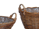Planter Basket with Storage 2 pcs Brown Lacak Rattan 42020964
