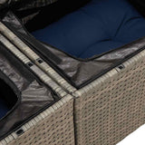 5 Piece Garden Sofa Set with Cushions Grey Poly Rattan Acacia 3327659
