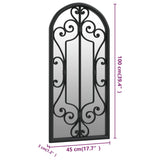Garden Mirror Black 100x45 cm Iron for Outdoor Use 318374