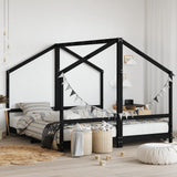 Kids Bed Frame Black 2x cm Solid Wood Pine 3200591
