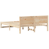 Bed Frame with Headboard Natural 150 x 200 cm Solid Pine Wood 873268