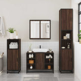 4 Piece Bathroom Furniture Set Brown Oak Engineered Wood 3301214