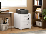 Three Drawer Wood-Effect Filing Cabinet - White T3398P425021