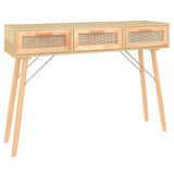 Console Table Brown 105x30x75 cm Solid Wood Pine&Natural Rattan 345629