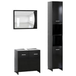 ZNTS 3 Piece Bathroom Furniture Set Black Engineered Wood 3056917