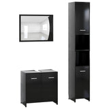 ZNTS 3 Piece Bathroom Furniture Set Black Engineered Wood 3056917