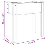 Planter with Liner Grey 71x37x76 cm Solid Wood Fir 364232